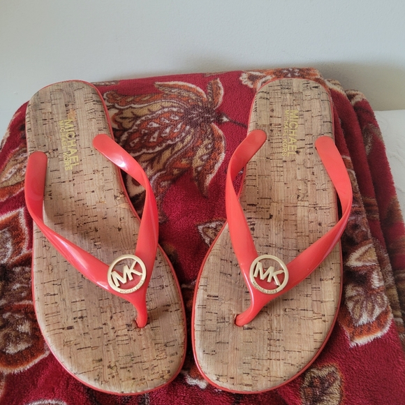 Michael Kors Shoes - Michael Kors Coral Flip Flops with Cork Footbed